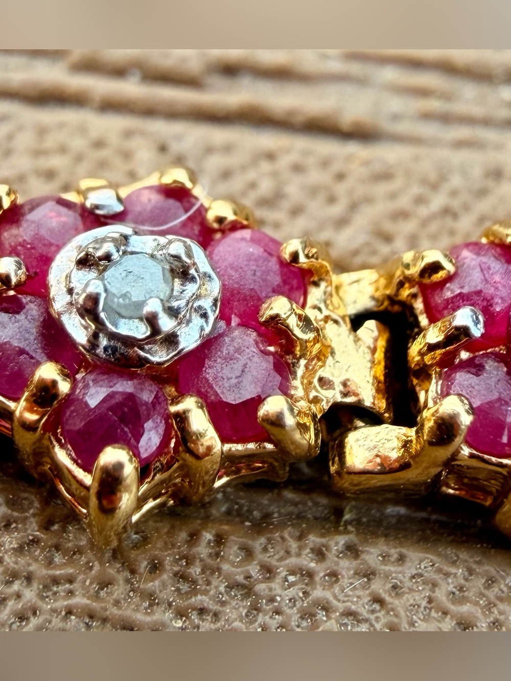 9 CTW AA Ruby & Diamond Bracelet 18K Gold Plated 7 Inch - Picture 6 of 12